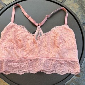 Soma lace t-back bralette- Size L - no padding - pink in color. EUC worn once